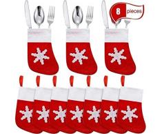 Marxways 8 Stücke Weihnachten Bestecktaschen Besteckhalter Weihnachten Tischdekoration für Messer und Gabel Weihnachtsdeko,Weihnachtsbaumschmuck Tischdekoration Weihnachtsstrümpfe Socken