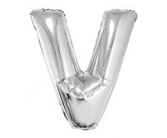 Das Kostümland XXL Buchstaben Folienballon 100 cm - Silber Buchstabe V
