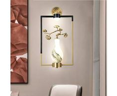 W.KING Wandleuchte voll Kupfer Glas Vase Geschenk Wohnzimmer Schlafzimmer Wandleuchte LED Ginkgo Kunsthandwerk Lampe