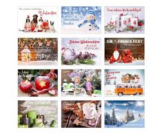 Edition Seidel Set exklusive Premium Weihnachtskarten mit Umschlag. Doppelkarten/Klappkarten mit Briefumschlag. Weihnachten Karte Postkarte Weihnachtspostkarte (Set 1, 12 Karten)
