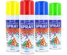 com-four® 4X Luftschlangenspray - Luftschlangen aus der Dose - tolle Dekoration für Ihre Fete