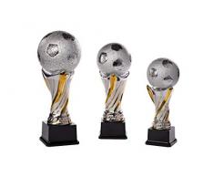 Henecka Fussball-Pokal, Keramik-Figur Fussball, Silber mit Gold, mit Wunschgravur, Größe 27,5 cm