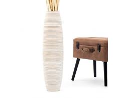 Leewadee Deko-Bodenvase aus Holz - 75cm (Naturbraun, Weiß), Mangoholz