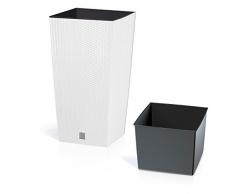 Terra Vase Rato aus Kunststoff mit Einsatz, Weiß, 60 cm