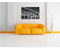 Monocrome, Skyline von Manhattan, Format: 80x60 auf Leinwand, XXL riesige Bilder fertig gerahmt mit Keilrahmen, Kunstdruck auf Wandbild mit Rahmen, günstiger als Gemälde oder Ölbild, kein Poster oder Plakat
