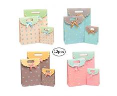 Deer Platz Geschenktaschen, Klettverschluss Geschenktüte, mit Klettverschluss Papiertüten Geschenktüten, Kindergeburtstag Weihnachten Geschenktüten (3 Größe * 4 Farben)