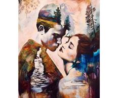 Mrlwy Ölgemälde Von Zahlen Gesetzt Kinder Malen Von Zahlen Spiel Öl Zwei Menschen Küssen Schöne Romantische Ölbilder Leinwand Muster Kunst Wohnkultur Farbe Kunst Geschenk-40X50Cm