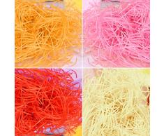 Keleily Geschreddertes Papier 8 Pack Füllmaterial aus Papier Ostergras Osternest für Geschenkverpackungen, Dekorationskorbfüllung, Korbfüllung, Rot, Rosa, Gelb, Beige, 160G