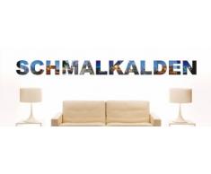 Wandtattoo farbige Wandschrift Städtename Schmalkalden mit Sehenswürdigkeiten 180 x 14 cm Länge