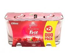 Glade Duopack Duftkerze Glas Kerze Raumduft Peaceful Rose & Wood (Rhabarber, Rose & Sandelholz)