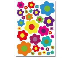 Wandkings Blumen Design 4 Wandsticker Set, 66 Aufkleber, 2 DIN A4 Bögen, Gesamtfläche 60 x 20 cm
