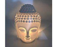 Mayco Bell Duftlampe für Aromatherapie, Duft: Buddha-Kopf, ätherisches Öl, Diffusor, indischer Räucherstäbchen, Buddha, tibetisches Räucherstäbchen, S weiß