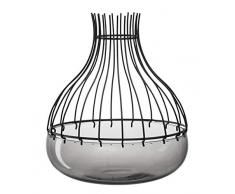 Leonardo Giardino Schale mit Aufsatz schwarz, 2-teiliges Set, handgefertigtes Glas und Metall, 010278