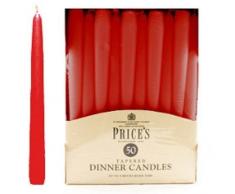 Prices Dinnerkerze, 8 Stunden Brenndauer, Elfenbeinfarben, 50 Stück rot
