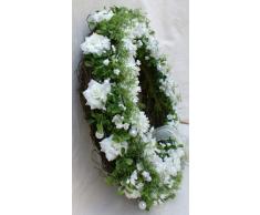 P.Shop Blütenkranz Rosenkranz Blumenkranz Wandkranz Türkranz Hochzeit Rosen weiß Ø 38