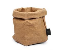 stil-macher Designer Krempelkorb - Gr. M - | Aufbewahrungskorb aus waschbarem Papier | Lederoptik | VEGAN | Deko-Box | Geschenkbox | Übertopf (Braun, Eckig)