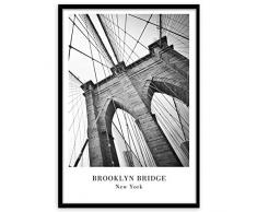 STYLER Gerahmte Bilder | Wandbilder Rahmenbilder Framepic | Poster im Rahmen | Bild Bilder Wandbild Rahmenbild | Manhattan Brooklyn Bridge | Verschiedene Motive und Größen (New York 50x70cm)