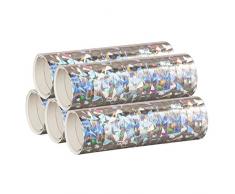 Silber Metallic Luftschlangen im 5er Sparpack - 5 Rollen mit je 18 holografisch-glitzernden Luftschlangen - für Karneval, Fasching, Geburtstag, Silvester, Dekoration - PARTYMARTY GMBH®