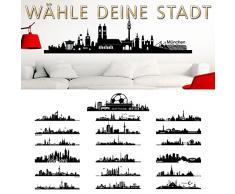 Wandaro Wandtattoo Skyline Frankfurt I schwarz (BxH) 140 x 33 cm I Wohnzimmer Städte der Welt selbstklebend Aufkleber Wandsticker Wandaufkleber Sticker W3290