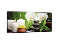 Leinwandbild Panorama Nr. 399 Wellness 100x40cm, Keilrahmenbild, Bild auf Leinwand, Orchidee Asia Entspannung
