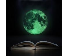 WandSticker4U- Wandtattoo Leuchtmond 30 cm I selbstklebend fluoreszierend Mond Leuchtend Aufkleber Glow Sticker Leuchtsticker I Deko für Kinderzimmer Schlafzimmer Flur