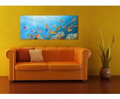 Leinwandbild Panorama Nr. 65 Unterwasserwelt 100x40cm, Keilrahmenbild, Bild auf Leinwand, Kunstdruck Riff Fische Koralle