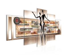 Bilder Abstrakt Figuren Wandbild 200 x 100 cm Vlies - Leinwand Bild XXL Format Wandbilder Wohnzimmer Wohnung Deko Kunstdrucke Braun 5 Teilig - MADE IN GERMANY - Fertig zum Aufhängen 302351a