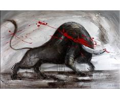 Abstrakter Stier - XXL Stier kaufen - Stiergemälde von Martin Klein - Bulle - Acryl auf Leinwand - Wandbild 80x120cm - schwarz - grau - rot - Modern Art Gemälde - Börsenstier - Charging Bull