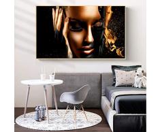 Danjiao Afrika Schwarze Frauen Leinwand Malerei Wandbilder Für Wohnzimmer Poster Und Drucke Goldene Farbe Abbildung Kunst Dekoration Wohnzimmer 60x90cm