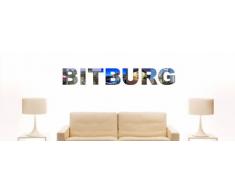 INDIGOS UG - WANDTATTOO / Wandsticker / Wandaufkleber / Aufkleber farbige Wandschrift Städtename Bitburg mit Sehenswürdigkeiten 180 x 27 cm Länge