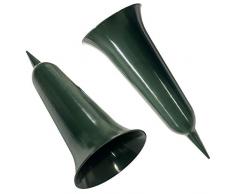 HAC24 2er Set Grabvase Kunststoff Grabschmuck Friedhofsvase mit Erdspieß Friedhof Blumenvase Grabdekoration Grab Vase Grabsteckvase