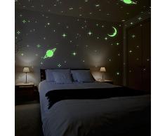 Walplus Wand Aufkleber Mond und Sterne Glow in Dark abnehmbarer Wandbild Kunst Abziehbilder Vinyl Home Dekoration DIY Living Schlafzimmer Décor Tapete Kinder Zimmer Geschenk (3 Stück), gelb