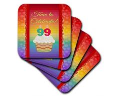 3D Rose Cupcake – Zahlenkerzen – Zeit – Feiern Sie 99 Jahre alte Einladung, weiche Untersetzer, Mehrfarbig