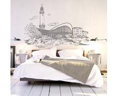 ilka parey wandtattoo-welt® Wandtattoo Wandbild Wandaufkleber Wandsticker Aufkleber Sticker Ostsee Küste Warnemünde Leuchtturm M1899 ausgewählte Farbe: *türkis* ausgewählte Größe: *M - 100cm breit x 66cm hoch*