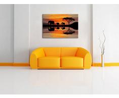 Afrika Elefant in Sonnenschein schwarz/weiß Format: 120x80 auf Leinwand, XXL riesige Bilder fertig gerahmt mit Keilrahmen, Kunstdruck auf Wandbild mit Rahmen, günstiger als Gemälde oder Ölbild, kein Poster oder Plakat
