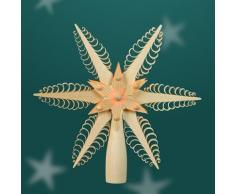 Christbaumspitze - Weihnachtsbaumspitze – elektrisch beleuchtet – Holz – Spitze – Baumspitze – 19 cm - Erzgebirge NEU