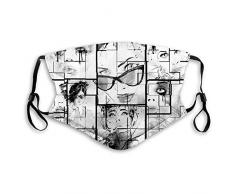 Bequeme Winddichte Maske, Eiffelturm, Frauengesichter mit unterschiedlichem Augen Make-up Eiffelturm Romantik Paris Bild, Schwarz Weiß Grau