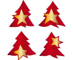 Sigel CS117 Weihnachts-Sticker auf Rolle Red Trees, 200 Stück gesamt, verschiedene Christbaum-Motive mit Golddruck, 32 x 32 mm