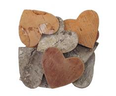 Holz, BIRKE, Rinde, Dekostreu HERZ flach. Ca 9 cm, 12 HERZEN.