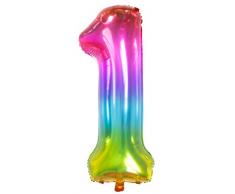 Folat 63241 Folienballon Yummy Gummy Rainbow Ziffer/Zahl 1-86 cm, Mehrfarbig