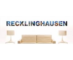 Wandtattoo farbige Wandschrift Städtename Recklinghausen mit Sehenswürdigkeiten 80 x 6 cm Länge
