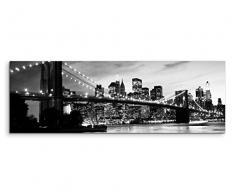 Paul Sinus Art 150x50cm Leinwandbild auf Keilrahmen Manhattan Brooklyn Bridge Skyline Sonnenuntergang Wandbild auf Leinwand als Panorama