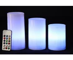 Cepewa 28373 LED Kerze Echtwachs Set 15/12,5/10 cm Kerzen Farbwechsel Fernbedienung
