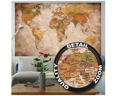 GREAT ART XXL Poster – Retro Weltkarte – Wandbild Used Look Dekoration Globus Kontinente Atlas Weltkarte Old School Vintage Map Weltkugel Geografie Wandposter Wanddeko Bild (140 x 100 cm)