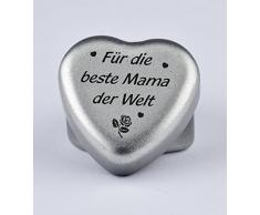 Duftkerze Teelicht Vanille in Herzform mit Gravur Für die Beste Mama der Welt auf dem Deckel als Geschenk zum Muttertag, Geburtstag oder zu Weihnachten