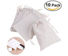 Geschenktaschen mit Zugband aus Jute, Staubbeutel oder für Gastgeschenke, 12,7 x 17,8 cm, 10 Stück