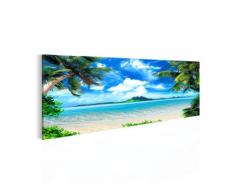 Bilder Strand Palmen Wandbild Vlies - Leinwand Bild XXL Format Wandbilder Wohnzimmer Wohnung Deko Kunstdrucke Blau 1 Teilig - MADE IN GERMANY - Fertig zum Aufhängen 603312a