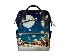 HaoXiang Multifunktions-Rucksack für Damen, Rucksack, hohe Kapazität, Studentententasche, Weihnachtsdorf