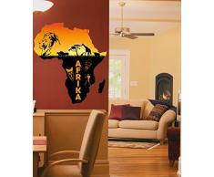 Wandsticker Nr.771 Kontinent Afrika, Größe: 58x65cm, Wanddekoration, Sticker Wandtattoo Africa Löwe Giraffe