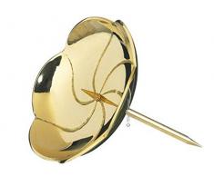 Kranzteller 4, Kerzenstecker Lotos in poliertem Gold, Durchmesser 8 cm mit abschraubaren Dorn für Gestecke und Adventskranz